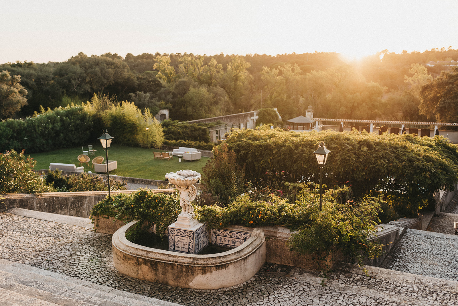 Portuguese wedding venue. Historic Country retreat at sunset. Quinta da Conceição.