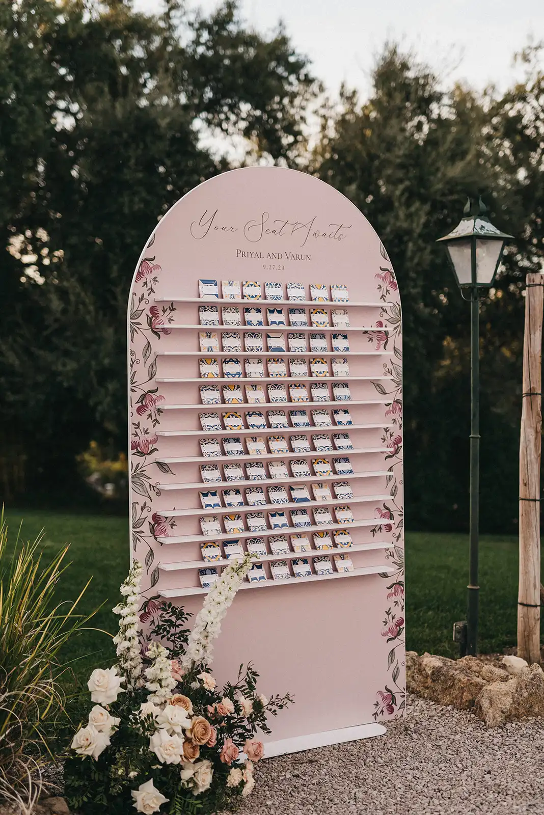 Seating plan display with portuguese tiles.